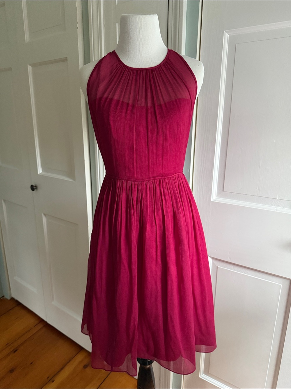 JCREW Evening Fuchsia Halter-Neck Chiffon Dress